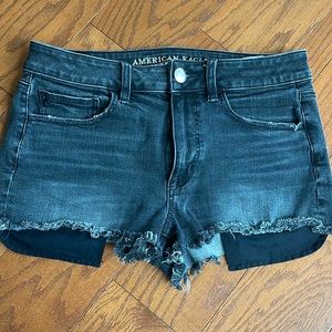 American Eagle distressed black jean shorts